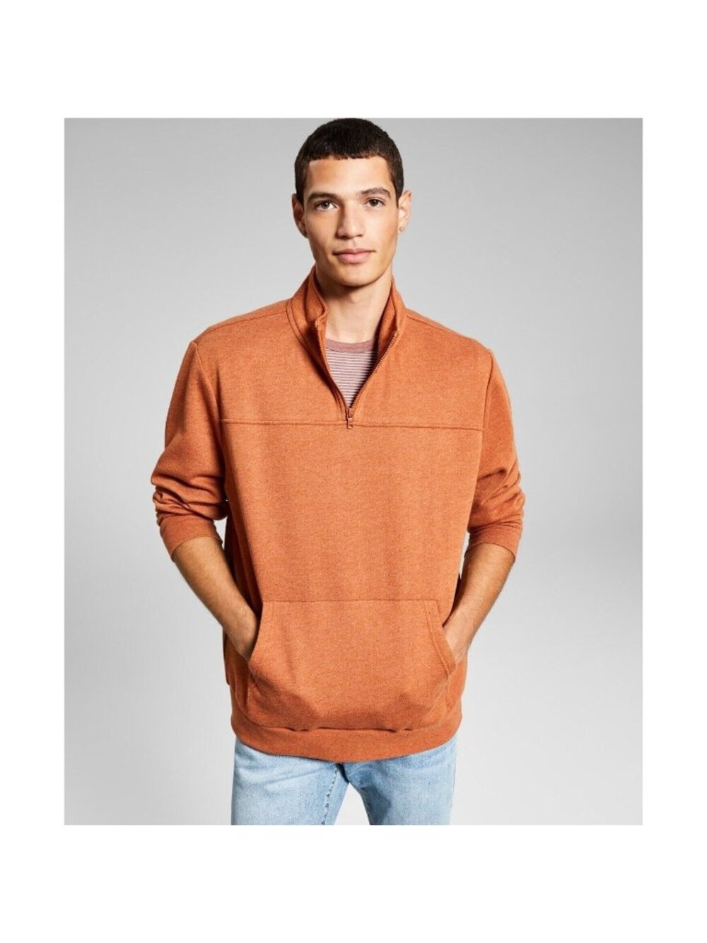 NWT And Now This Quarter Zip Sweatshirt, Burnt Orange, Men's XXL